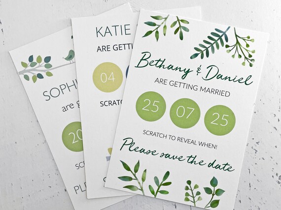 10 Pack Save The Date Cards SCRATCH TO REVEAL DATE Wedding Announcement Cards 