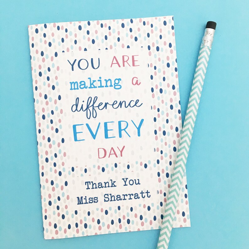 Personalised teacher notepad with inspirational quote end of Etsy