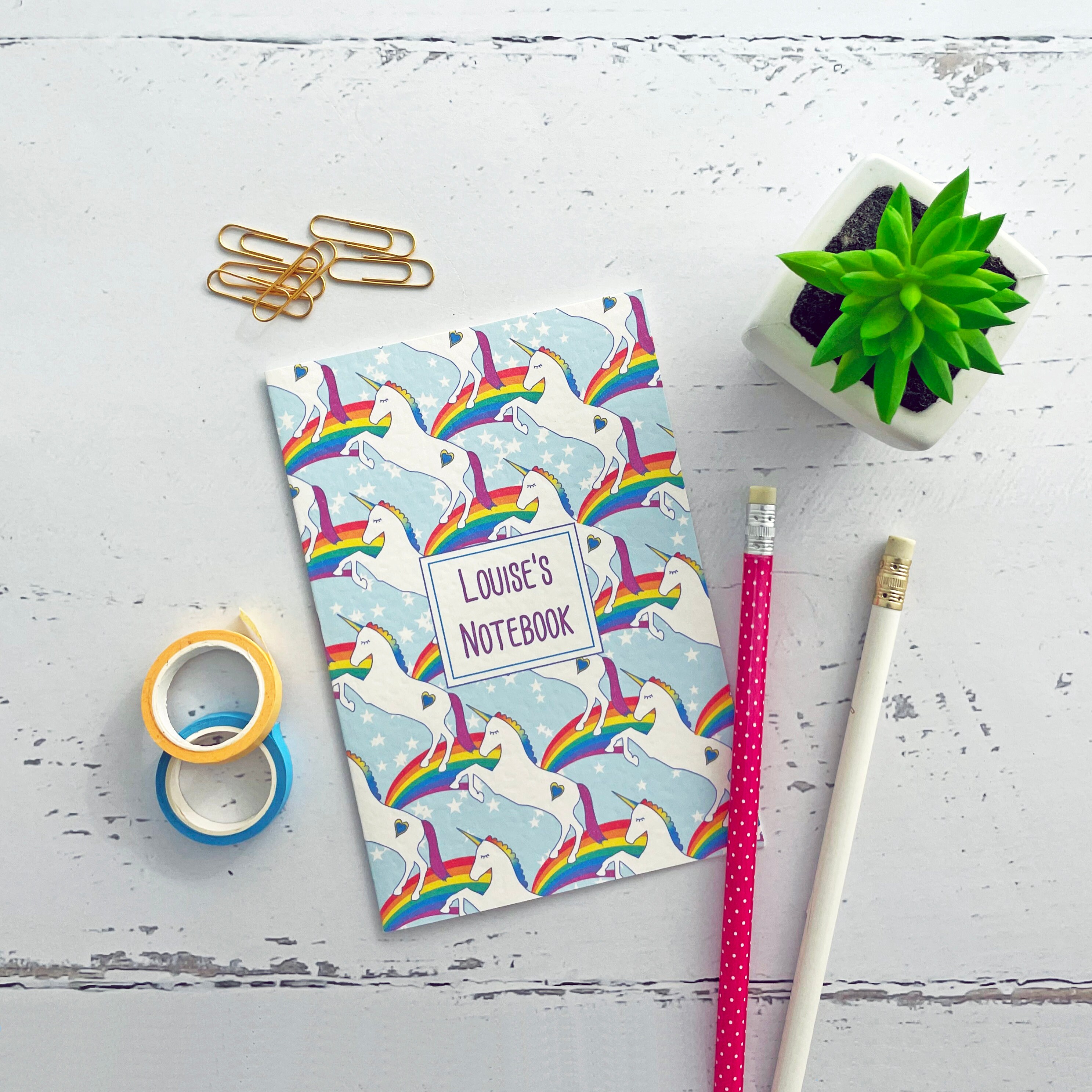 Personalised Unicorn Notebook, Cute Spiral A5 Notebook, Unicorn Gift Ideas,  Custom Unicorn Gift, Rainbow Notebook, Custom Kids Notebook. 