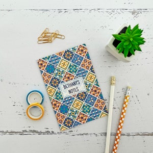 Personalised Portuguese tiles design notebook - gift for stationery lover