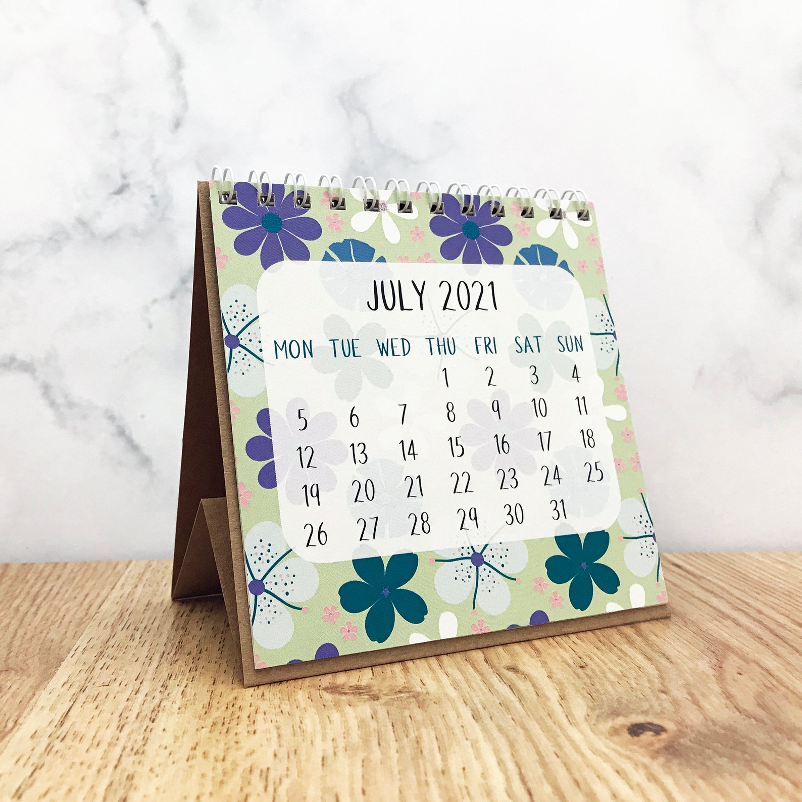 2021 small flower desk calendar pretty floral Christmas or | Etsy