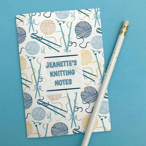 Personalised knitting notebook or notepad - gift for a knitter - 8 colours to choose from