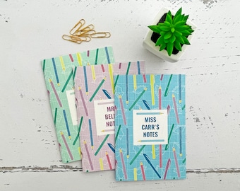 Teacher notebook, gift for teacher, new teacher gift, personalised notepad, custom teaching gift, teaching themed