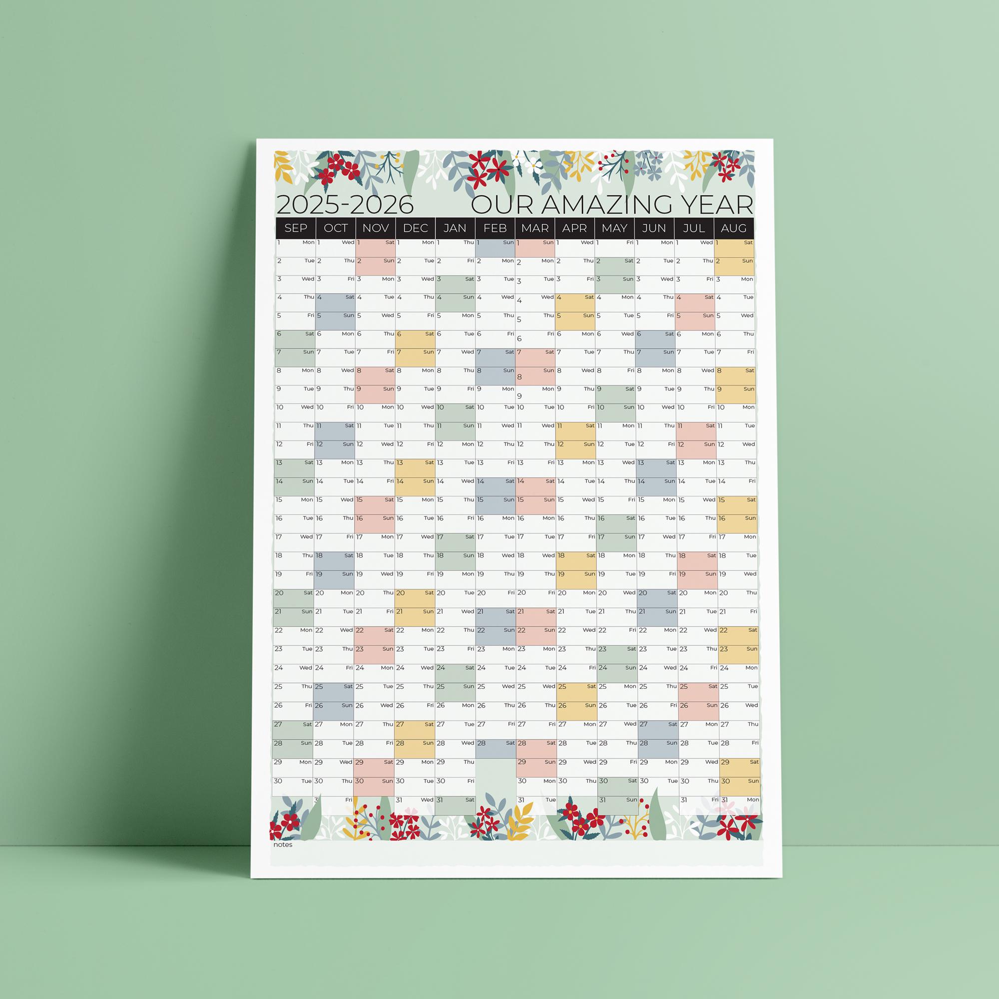 Calendrier 20252026 Calendar 2025 2026 18 Months Wall Calendar From