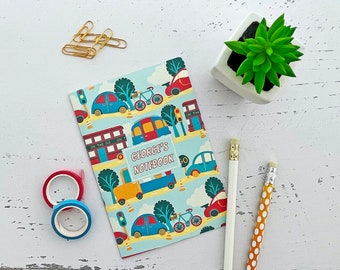 Personalised cars and vehicles design pocket notebook or drawing book - ideal gift for a child