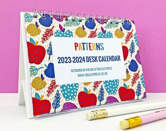 2023-2024 academic year Patterns design desk calendar - colourful calendar in choice of two sizes