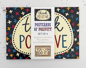 Positivity postcard set - set of six postcards - hand-drawn positive / inspirational quotes