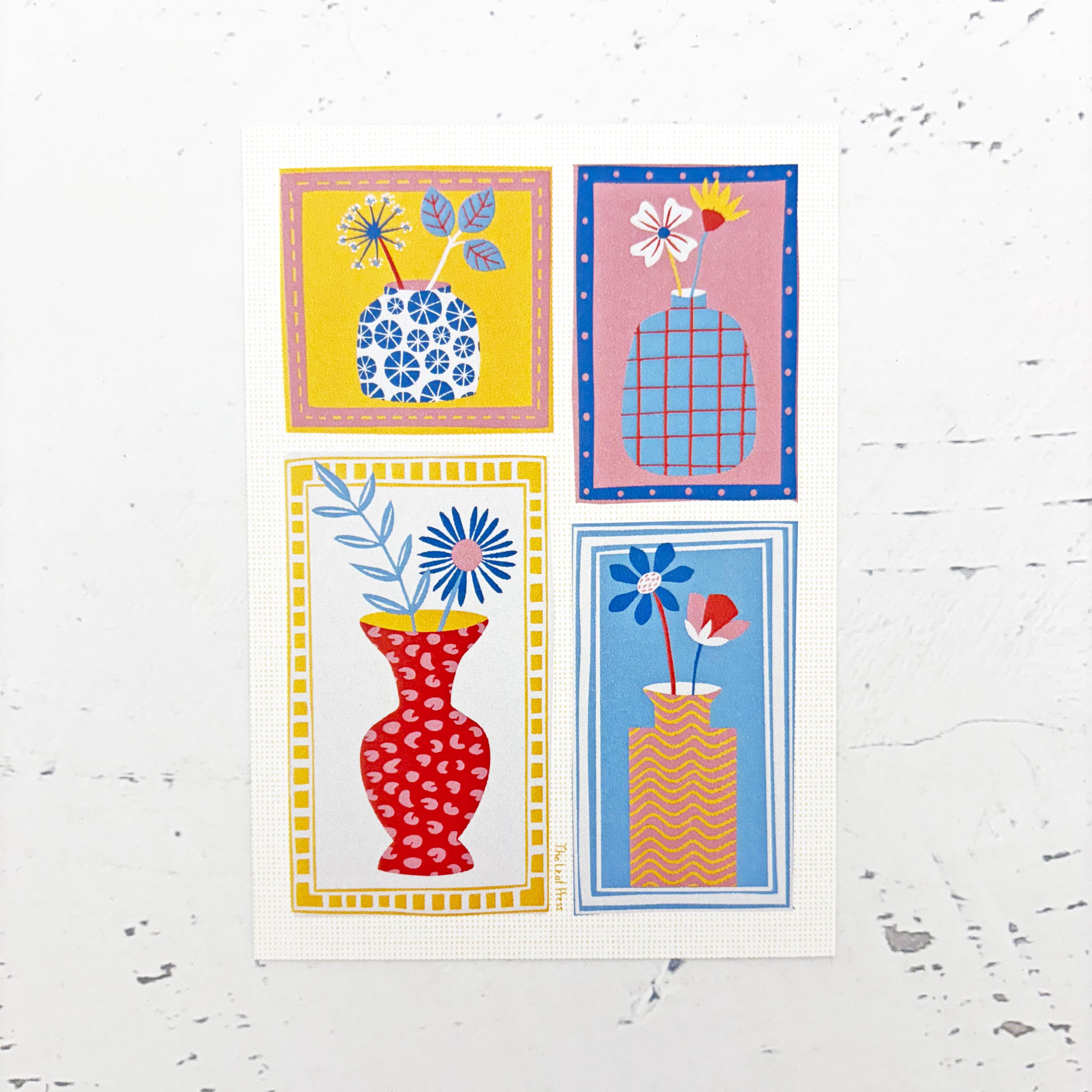 Flower Postcard Set With Hand-drawn Floral Patterns - Set of Six ...