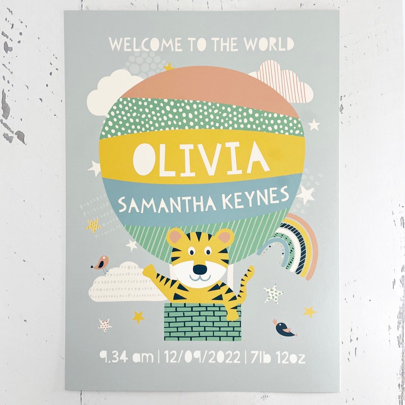New baby print gift for nursery personalised with birth details welcome to the world present image 2