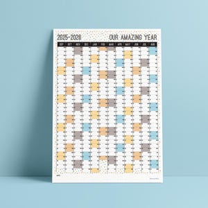 Planificador de pared A3 personalizado para el año académico 2025 o 2026, doblado por la mitad: 10 diseños para elegir, envíos internacionales.