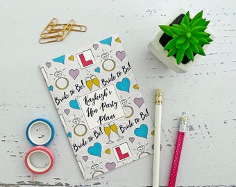 Hen party planning notebook - gift for Bride to Be or Bridesmaid to plan hen do - personalised