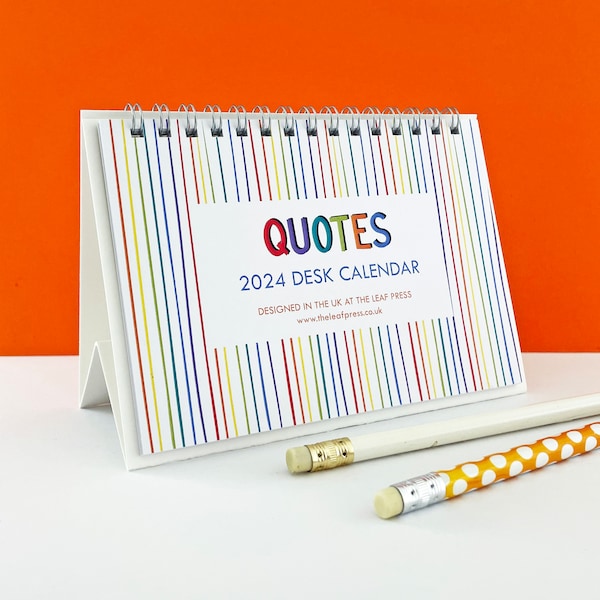 2024 Schreibtischkalender mit inspirierenden Zitaten für jeden Monat des Jahres - zwei Größen