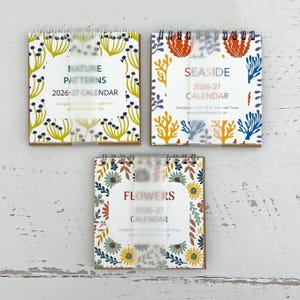2026-2027 academic year MINI size desk calendar with numeric calendar - Flower, Seaside or Nature Pattern designs