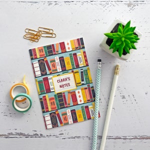 Personalised books design notebook - book lover or book themed gift - A6 or A5 size