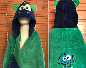 Kids Monster Hooded Towel - Free Personalization