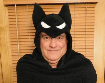 Adult-size Black Superhero Hooded Towel - Free Personalization