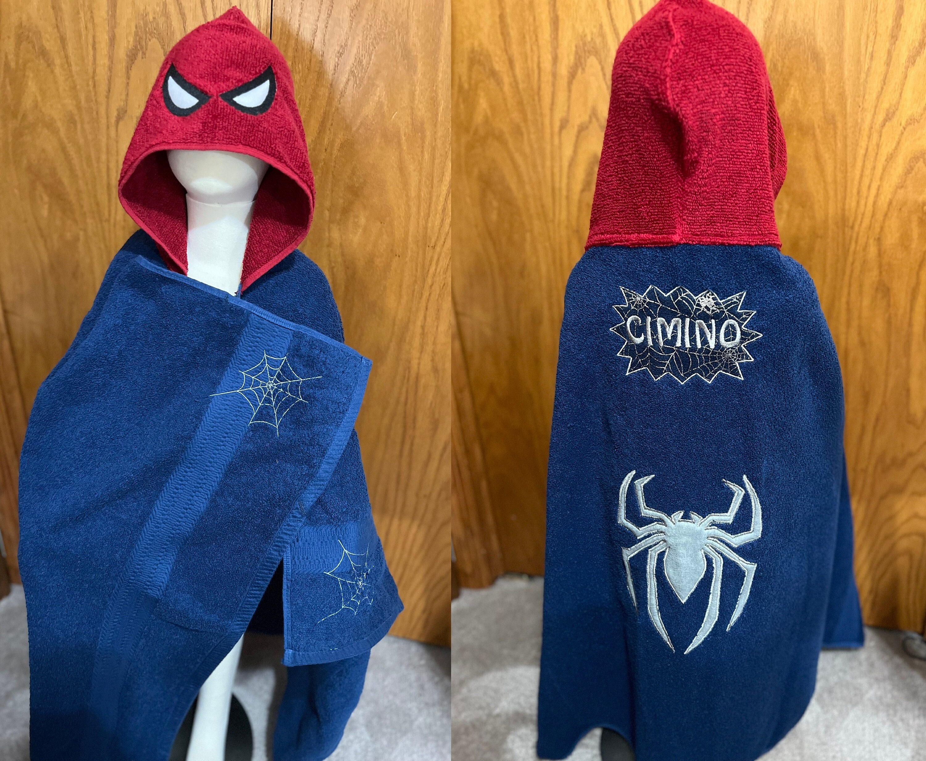 Kids Superhero Spider Hooded Towel Free Personalization - Etsy Norway