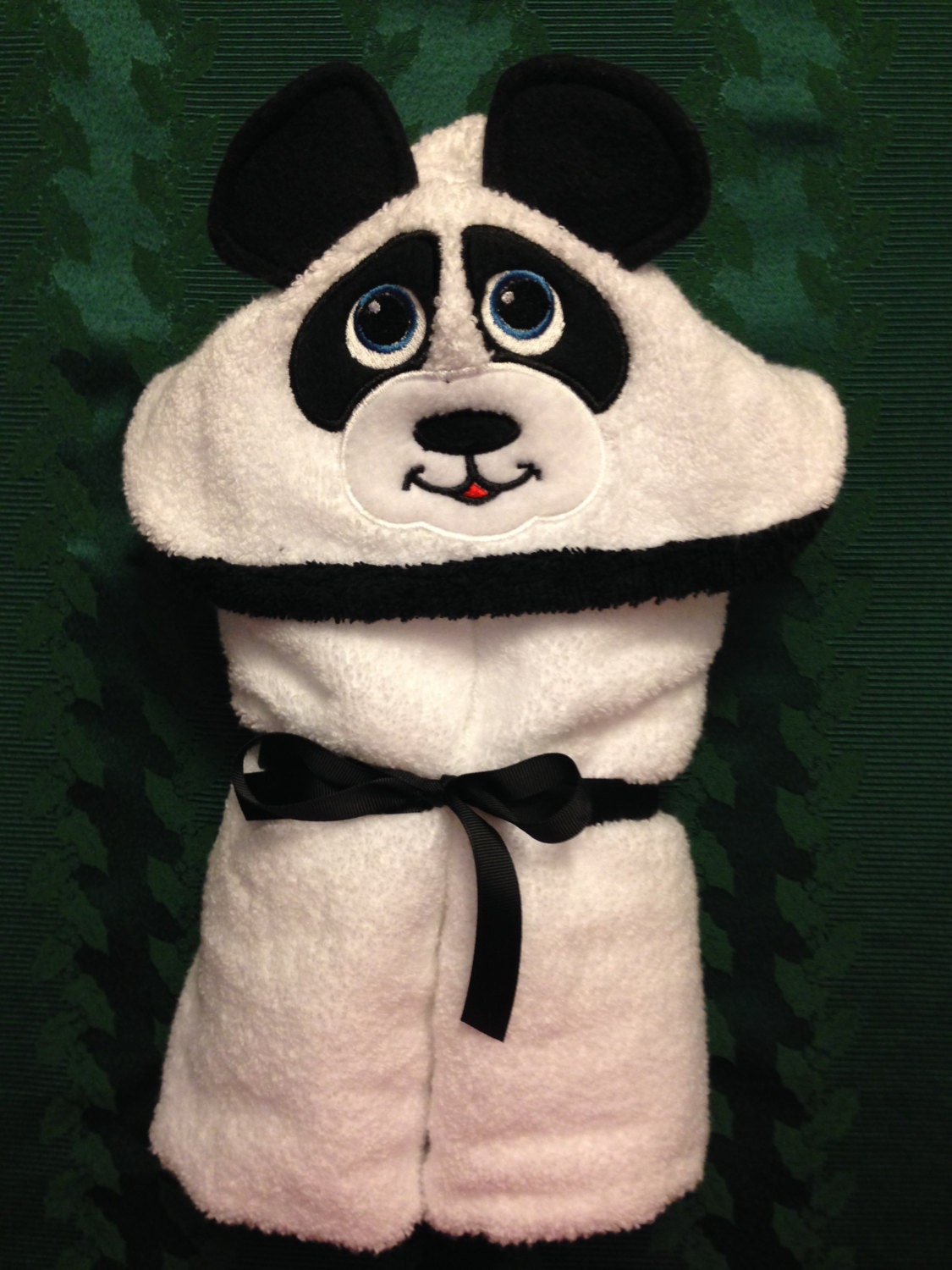 Infant Panda Bear Hooded Towel With 1 Burp Cloth and 1 Washcloth Free