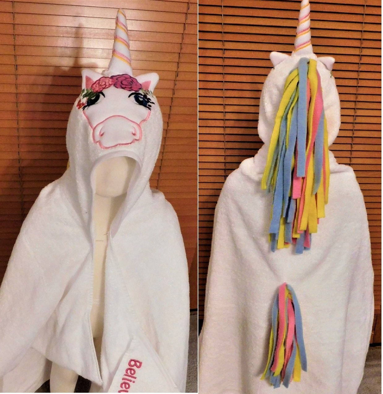 Unicorn Hooded Towel Free Personalization Etsy