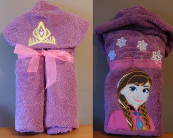 Girls Anna Frozen Princess Hooded Towel - Free Personalization