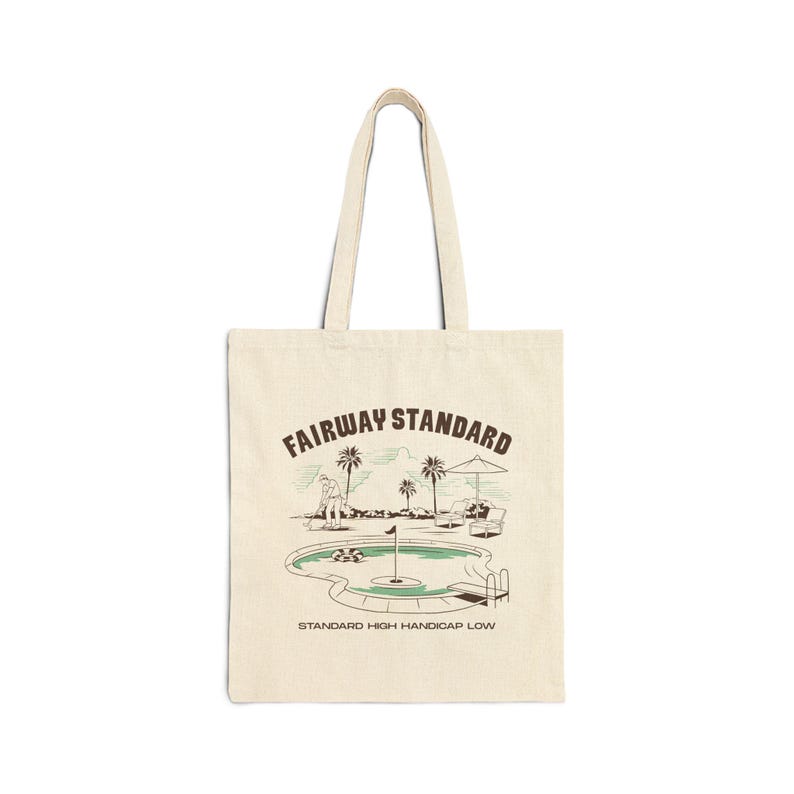 Fairway Standard Golf Course Illustration Tote Bag | Canvas Beach Market Bag image 1