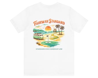 Fairway Standard Surfing Golf Sunset Tee | Golf Course Beach Van Design