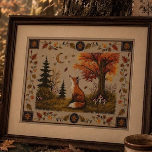 The Forest guardian cross stitch cottagecore folk pattern pdf