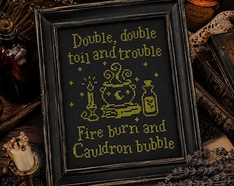 Modèle de point de croix sorcière, sampler sorcière, point de croix Halloween (PDF)