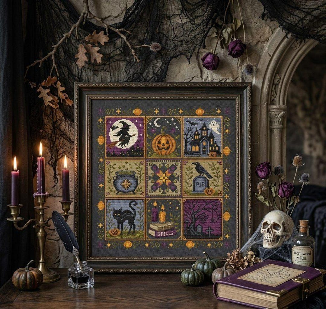 Halloween Sampler Cross Stitch Pattern Pdf - Etsy