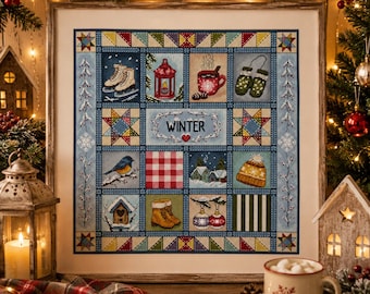 Modèle de point de croix de Noël patchwork d'hiver (PDF)