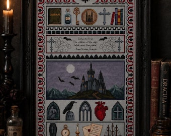 Modèle de point de croix gothique Dracula Vampire Sampler (PDF)