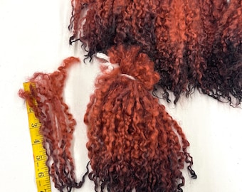 Hand Dyed  1st Clip Teeswater Long Wool Locks for Felting, Spinning, Weaving, Fiber Arts, RUST/CHARCOAL Color, Felt, Textile  Supply