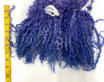 Hand Dyed WENSLEYDALE Locks for Felting, Spinning, Knitting. PURPLE Colors, Handmade, Textile Artist Supply.