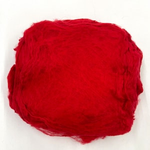 Hand Dyed Silk Fiber Mawata Silk Hankies for Felting, Spinning, Knitting, Fiber Arts, RED, Natural, Craft, Creative Materials, Supplies
