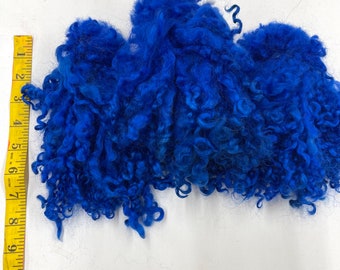 Hand Dyed WENSLEYDALE Locks for Felting, Spinning, Knitting. BRIGHT BLUE Colors, Handmade, Textile Artist Supply.