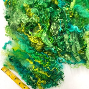 Hand Dyed Teeswater Wool Locks: Green & Turquoise Fiber Art Supply