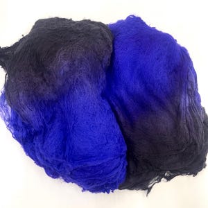 Hand Dyed Silk Fiber Hankies: Mawata Silk for Felting, Spinning - Charcoal Gray