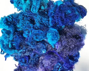 Hand Dyed Silk Mulberry Throwster Fiber, BLUE and PURPLE, Felting, Spinning, Fiber Arts, Textile Art, Crafts, Natural Artist Supply