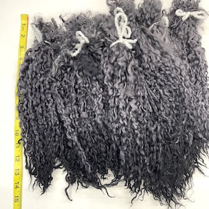 Hand Dyed 1st Clip Teeswater Wool Long Locks for Felting, Spinning, Weaving, Knitting, CHARCOAL/BLACK Colors, Handmade, Textile, Fiber