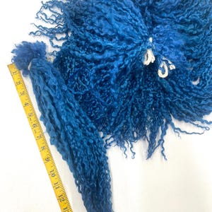 Hand Dyed Teeswater Wool Locks: Teal Blue Fiber, 14-16&quot; Felting Supply