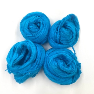 Hand-Dyed Turquoise Mulberry Silk Fiber: Felting, Spinning, Knitting