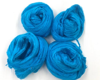 Hand-Dyed Silk Bricks A1 Quality, TURQUOISE 100% Mulberry Silk Fiber for Felting, Spinning, Knitting, Art, Craft, Nunofelting, Felt,