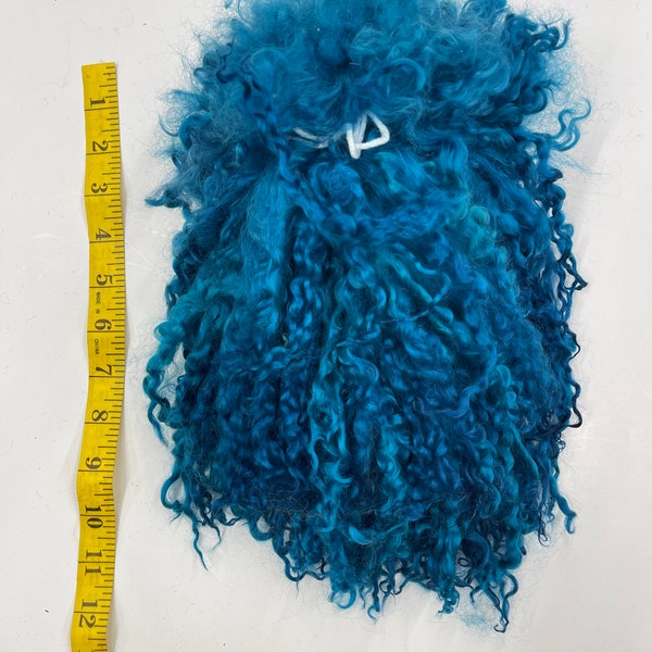 Hand Dyed 1st Clip Teeswater Wool Long Locks for Felting, Spinning, TEAL Color, Handmade, Textile Artist Supply, Fiber, Craft