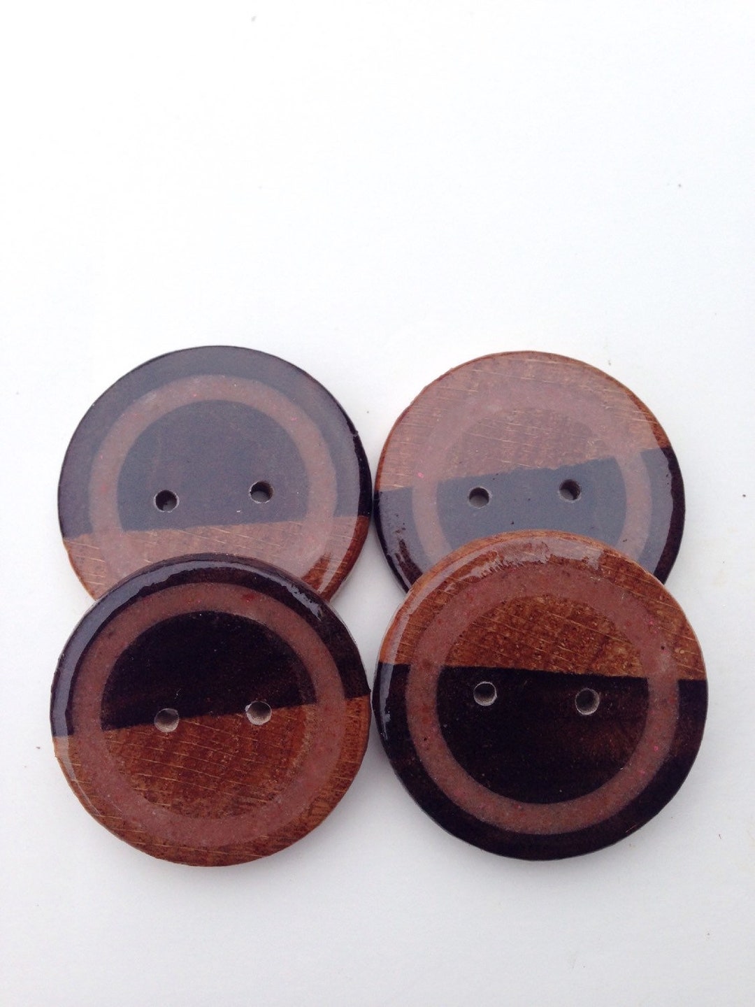 Rock Hand Button Buy Hand Turned Wood Buttons With Rust Colored Rock Inlay, Handmade in ...