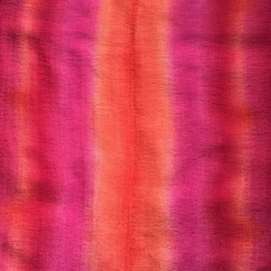 Hand Dyed Cotton Gauze Fabric: Pink, Orange, Magenta - 35&quot;x90&quot;