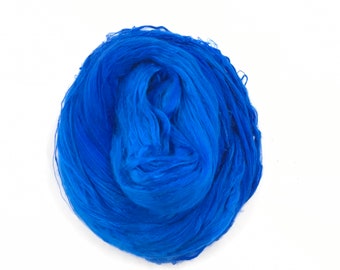 Hand Dyed Silk Bricks A1 Quality, BLUE, 100% Silk Fiber, Mulberry Silk, Felting, Spinning, Knitting, Weaving, Fiber Art, Artist Made