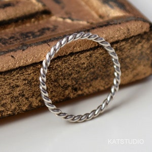 Rope ring, sterling silver, twisted ring, nautical rope ring, Recycled silver ring, stacking ring, minimalist jewelry, Jewelry by Katstudio