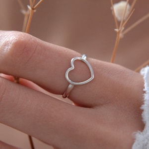 Sterling Silver Open Heart Ring: Handmade 925 Love Ring