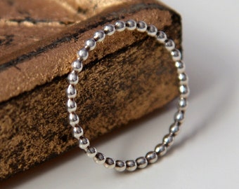Dotted ring, sterling silver, beaded silver ring, bead stacking ring, bead ring, connected dot ring minimalist jewelry, Jewelry by Katstudio