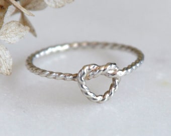 Rope knot ring Sterling silver Friendship infinity ring Friendship ring Bridesmaid ring Friendship jewelry Handmade knot Jewelry Katstudio